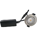 Indbygningslampe LOW PROFILE rund IP54, aluminium børstet dæmpbar 6W 470lm 3000K