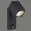  Outdoor LED wall spot CALA 16/2018 with presence detector, IP54, 5.6W 3000K 610lm, adjustable, dark grey