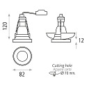 Recessed luminaire EINAR 3558/8 with collar cover, GU10 max. 10W (LED), black matt / gold