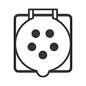 Indsats til Udend�rs Energikolonne (ALB-6244.../-662409) - CEE Indbygget stikkontakt IP54, r�d, skr�t, 5-polet, 16A, 400V