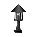 Sokkellampe Landstil Kegeltag moderne Type nr. 0539, h�jde 48cm, IP44, E27 QA55 maks. 57W, St�bt aluminium / klar, sort matt