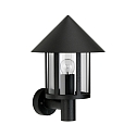 Udend�rs V�glampe Type nr. 1824, med v�gbeslag, IP44, E27 QA55 maks. 57W, St�bt aluminium / Akrylglas klar, sort matt