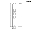Albert Udendrs Sokkelkolonne Type nr. 2202, LED + 3 Schuko stikkontakter, IP44, 10W 3000K 900lm, uden Skiftefunktion, sort matt
