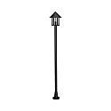 Mastlampe Landstil Kegeltag moderne 1-flamme Type nr. 4127, h�jde 183cm, IP44, E27 QA55, St�bt aluminium / Akryl klar, sort