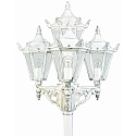 Mastlampe Landstil 4-flammer Type nr. 2056, h�jde 248cm, 4x E27 QA55 maks. 57W, St�bt aluminium / glas klar, hvid-guld