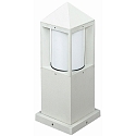 Sokkellampe Type nr. 0556, IP44, h�jde 38cm, E27 QA55 maks. 57W, St�bt aluminium / Opalglas cylinder, hvid