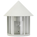 Udend�rs V�glampe Landstil Kegeltag moderne Type nr. 3222, halv form, direkte montage, IP44, E27, St�bt alu / klar, hvid matt