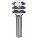 Sokkellampe Type nr. 0500, med 3 Pagoda tage, h�jde 50cm, IP44, E27 QA55 maks. 57W, rustfrit st�l / Opalglas
