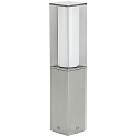 Sokkellampe Type nr. 0535, firkantet, IP44, h�jde 50cm, E27 maks. 20W (LED), rustfrit st�l matt / Opalglas