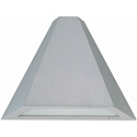Udend�rs V�glampe Type nr. 0673, Trapesformet form, IP44, E27 QA55 maks. 57W, St�bt alu / glasindsats satineret, s�lv matt