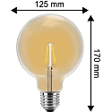 HWH Blulaxa LED Filament Vintage Globe Lyskilde guld glas ambra, 12,5cm, 300�, E27, varmhvid, 2W