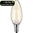 HWH LED Filament Lyskilde kerteformet E14, 4,5W, 470lm, 2700K varmhvid, 300�, Glas klar CRI >90