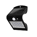 Blulaxa� LED Sol Udend�rs V�glampe med PIR Sensor, IP65, 1.5W 3000K 220lm 120�, inkl. Akkumulator, sort
