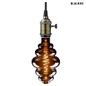 HWH LED Lamp Honey basket, 8,5W, E27, 200lm, 1800K, glass smoky CRO, 395 x 200 mm