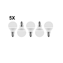 HWH LED globe lyskilde SMD MULTI G45 s�t med 5 E14 5W 470lm 2700K 200� CRI >80 