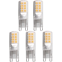 Pin-base lampe s�t med 5 G9 2,6W 320lm 3000K 300� 