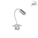 Brumberg Recessed LED reading luminaire ARCUS, IP20, square, flex arm + switch, for cavity wall boxes, 4.5W 360lm 43, white / chrome
