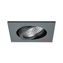 Indbygningslampe TIRREL-S firkantet, svingbar, med afstandsstykke GU10 IP20, titan d�mpbar 50W