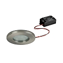 Udend�rs indbygningslampe rund, stiv IP65, nikkel mat 