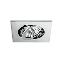 Brumberg Recessed LED spot set incl. converter, IP20, square, 230V, 7W 2700K 740lm 38�, swivelling 30�, chrome