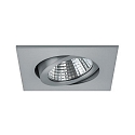 Brumberg Recessed LED spot set incl. converter, IP20, square, 230V, 7W 2700K 740lm 38�, swivelling 30�, matt alu