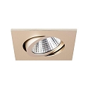 Brumberg Recessed LED spot set incl. converter, IP20, square, 230V, 7W 3000K 740lm 38�, swivelling 30�, matt champaign