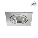 Brumberg Recessed LED downlight BB16, V4A, IP54, square, 230V, 6W 3000K 640lm 38, On/Off, stainless steel