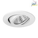 Brumberg Recessed LED spot set incl. converter, IP20, round, 230V, 7W 3000K 740lm 38, swivelling 30, dimmable, white