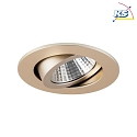 Brumberg Recessed LED spot set incl. converter, IP20, round, 230V, 7W 3000K 740lm 38, swivelling 30, dimmable, matt champaign