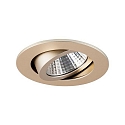 Brumberg Recessed LED spot set incl. converter, IP20, round, 230V, 7W 3000K 740lm 38�, swivelling 30�, dimmable, matt champaign