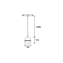 Brumberg Skinne pendul PEPA BALL 15�-55� down, DALI styrbar, fokuserbar IP20, sort mat d�mpbar