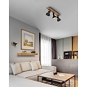 Brumberg ceiling luminaire DACTYL 3 flames, adjustable E14 IP20, light wood, black matt dimmable