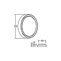 Brumberg LED wall / ceiling luminaire, round, � 25cm, 230V AC, 14W 3000K 1210lm 110�, structured black