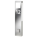 Belyst husnummer AQUA PAULO POWER - HOUSE NR CUTTED 2-fold, f�rdiglavet, med stikkontakt 2G11 IP44, rustfrit st�l 
