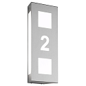 Belyst husnummer AQUA TRILO - HOUSE NR CUTTED 2-fold, f�rdiglavet E27 IP44, rustfrit st�l