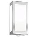 Udend�rs wall luminaire AQUA RAIN firkantet, med bev�gelsesdetektor E27 IP44, rustfrit st�l b�rstet d�mpbar