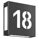 House number luminaire AQUA LEGENDO, 2 digits (cut out), 2x E27, stainless steel / opal glass, anthracite