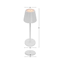 CMD Creative Metalldesign Batteri bordlampe med USB tilslutning IP44, pulverlakeret, hvid mat d�mpbar