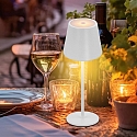 CMD Creative Metalldesign Batteri bordlampe med USB tilslutning IP44, pulverlakeret, hvid mat d�mpbar