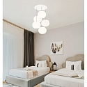 Casablanca pendant luminaire ACAI 26 5 flames, round E27 IP20, mat, opal white dimmable