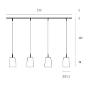 Casablanca pendant luminaire MESA 4 flames E27 IP20, mat, opal white dimmable