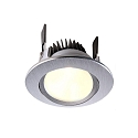  Recessed LED ceiling luminaire COB 68 cCT, 8W, 24V, 65�, 250cm-6500K, IP20, brushed silver