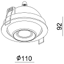 Deko-Light LED Loftindbygningslampe BELLATRIX, storm konstant, 18V DC, 500mA, 9W 3000K 760lm 40�, CRi > 90, drejelig, sort