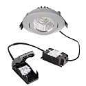 Deko-Light recessed spotlight DIONE IP20 swivelling, wired through IP20, silver dimmable