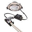 Deko-Light Indbygget spotlys DIONE IP44 DIM 830 svingbar, kablet gennem IP44, nikkel b�rstet d�mpbar