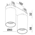 Deko-Light recessed spotlight CAN TILT ROUND DOUBLE 2 flames, round, cardanic swivelling GU10 IP20, black