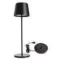 Batteri bordlampe BUNDLE CANIS s�t med 1, med oplader IP65, mat, sort d�mpbar