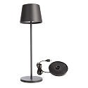 Batteri bordlampe BUNDLE CANIS s�t med 1, med oplader IP65, m�rkegr�, mat d�mpbar