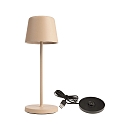 Batteri bordlampe BUNDLE CANIS MINI s�t med 1, med oplader IP65, beige, mat d�mpbar