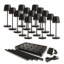 Batteri bordlampe CANIS MINI GASTRO med touch-d�mper, med oplader, 15 stk. IP65, mat, grafitsort d�mpbar